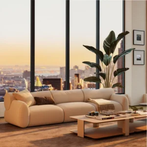 Pebble 125" Modern Deep Seat Upholstered Modular Sectional Sofa,